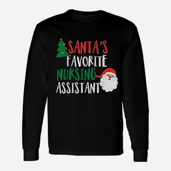 Santas Favorite Nursing Assistant Christmas Long Sleeve T-Shirt - Seseable