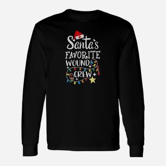 Santas Favorite Wound Crew Christmas Wound Care Nurse Crew Long Sleeve T-Shirt - Seseable