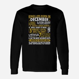 Sassy Loyal Kings Are Born In December Birth Month Tshirt Long Sleeve T-Shirt - Seseable