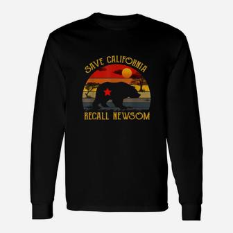Save California Recall Newsom Vintage Sunset Long Sleeve T-Shirt - Seseable