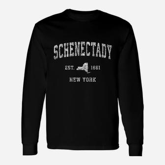 Schenectady New York Ny Vintage Athletic Sports Long Sleeve T-Shirt - Seseable
