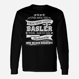 Schwarz Basler Stolz Langarmshirts mit Schweizer Spruch, Stilvolles Tee - Seseable