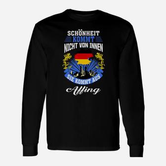 Schwarz Langarmshirts Schönheit kommt aus Ulm mit Spruch & Wappen-Design - Seseable