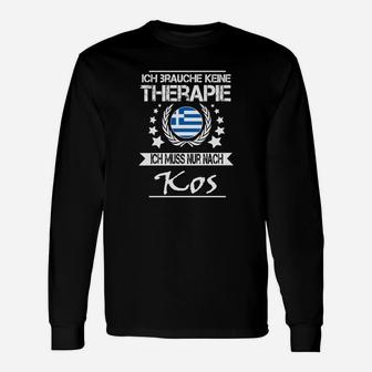 Schwarz Langarmshirts Therapie in Kos, Lustiges Reise-Langarmshirts für Kos-Liebhaber - Seseable