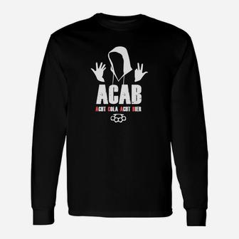 Schwarzes ACAB-Langarmshirts mit Handzeichen-Design, Streetwear für Proteste - Seseable
