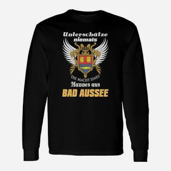 Schwarzes Adler Langarmshirts, Motto Bad Aussee Kraft Mann - Seseable