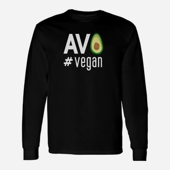 Schwarzes Avocado Vegan Statement Langarmshirts, Modisches Bio Tee - Seseable