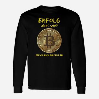 Schwarzes Bitcoin Langarmshirts mit Erfolgsslogan, Krypto-Mode - Seseable