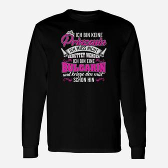 Schwarzes Damen-Langarmshirts: Ich bin keine Prinzessin, Büchsenanerin - Seseable