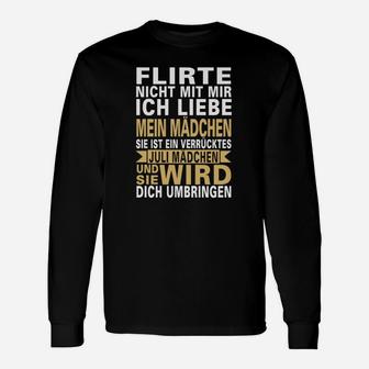 Schwarzes Herren Langarmshirts Flirte nicht mit mir & Partner-Liebesbotschaft - Seseable