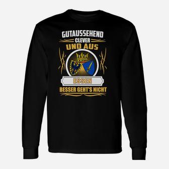 Schwarzes Herren-Langarmshirts Gutaussehend Clever aus Essen Wappen-Design - Seseable