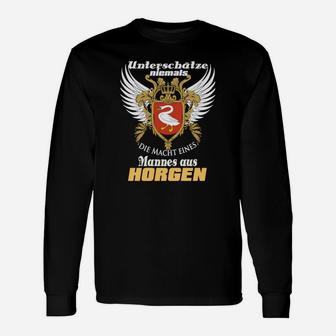 Schwarzes Herren Langarmshirts mit Adler-Motiv und Horgen-Schriftzug - Seseable