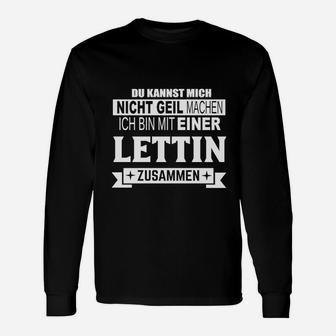 Schwarzes Herren Langarmshirts Mit Einer Lettin Zusammen - Lustiges Motiv - Seseable