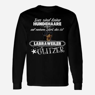 Schwarzes Labraweiler Glitzer Hundehaar Langarmshirts, Lustiges Hunde Design - Seseable