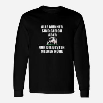 Schwarzes Langarmshirts Beste Männer Melken Kühe, Lustiges Bauer Langarmshirts - Seseable