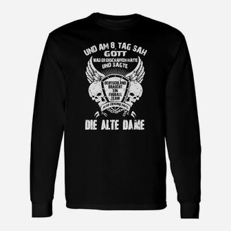Schwarzes Langarmshirts Die Alte Dame mit Totenkopf-Design, Gothic-Stil - Seseable