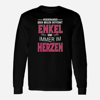 Schwarzes Langarmshirts Enkel im Herzen Spruch für Großeltern - Seseable