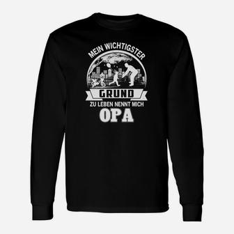 Schwarzes Langarmshirts für Herren Mein Grund zu leben nennt mich Opa - Seseable