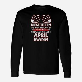 Schwarzes Langarmshirts für Männer Geboren im April, Geburtstagsmotiv - Seseable