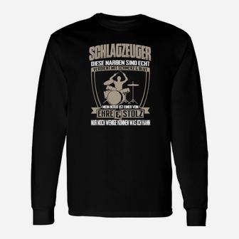 Schwarzes Langarmshirts für Schlagzeuger, Ehre & Stolz Design - Seseable