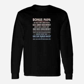 Schwarzes Langarmshirts für Stiefväter, Emotionaler Bonus Papa Spruch - Seseable