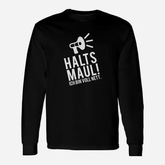 Schwarzes Langarmshirts Halt's Maul! Ich bin voll nett, Comic-Figur Design - Seseable