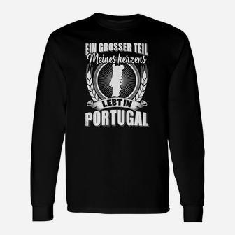 Schwarzes Langarmshirts Herz in Portugal, Souvenir für Portugal-Liebhaber - Seseable
