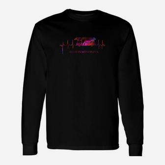 Schwarzes Langarmshirts Herzfrequenz, Neon Auto-Design - Seseable