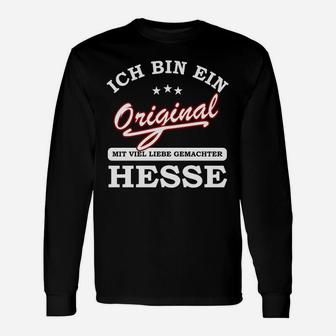 Schwarzes Langarmshirts Ich Bin Ein Original Hesse, Hessisches Motiv - Seseable