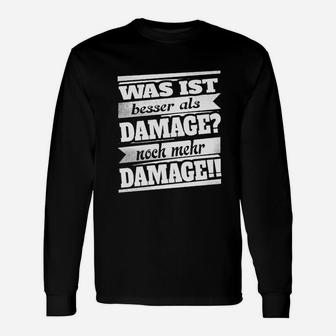 Schwarzes Langarmshirts Mehr DAMAGE Aufdruck, Lustiges Gamer Tee - Seseable