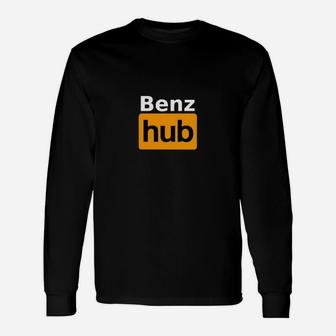Schwarzes Langarmshirts mit Benz Hub Logo-Print, Modisches Design - Seseable