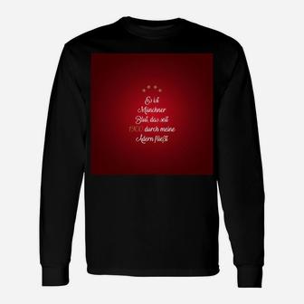 Schwarzes Langarmshirts mit deutschem Liebeszitat, Rotes Design - Seseable