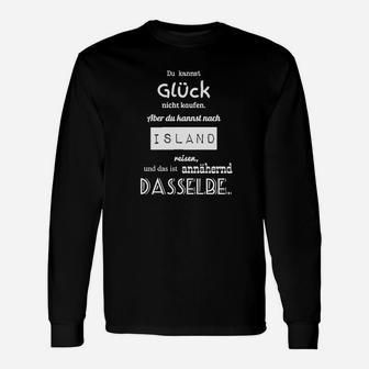 Schwarzes Langarmshirts mit Island-Glücksspruch, Inspirierendes Outfit - Seseable