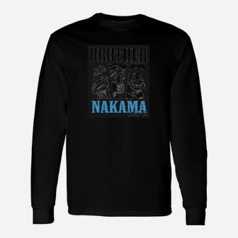 Schwarzes Langarmshirts 'Nakama', Anime-Freundschafts-Motiv - Seseable