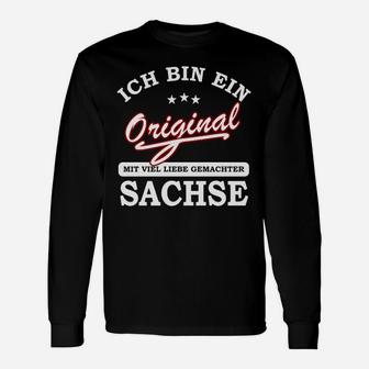 Schwarzes Langarmshirts Original Sachse mit Liebe gemacht, Unisex - Seseable