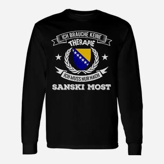 Schwarzes Langarmshirts Sanski Most Therapie mit Bosnien-Flagge - Seseable