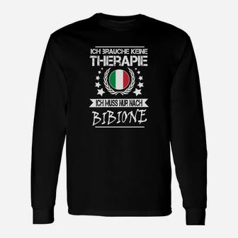 Schwarzes Langarmshirts Therapie? Nur Bibione! mit Italien-Flagge - Seseable