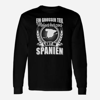 Schwarzes Spanien-Herz Langarmshirts, Liebe zu Spanien Motiv - Seseable