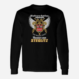 Schwarzes Steglitz Langarmshirts mit Adler-Spruch Design, Stolzes Motiv - Seseable
