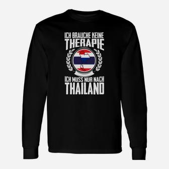 Schwarzes Thailand Reise Spruch Langarmshirts mit Flaggen-Design - Seseable