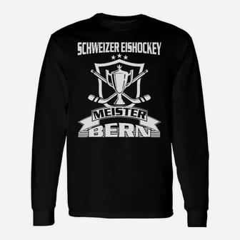 Schweizer Eishockey Meister Bern Schwarzes Langarmshirts, Fanartikel - Seseable