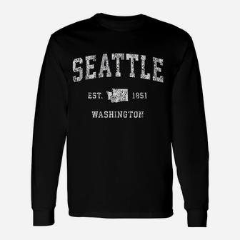 Seattle Washington Wa Vintage Athletic Sports Long Sleeve T-Shirt - Seseable