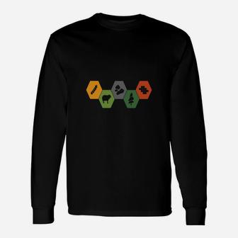 Settlers Of Catan Minimalistic Colored Long Sleeve T-Shirt - Seseable