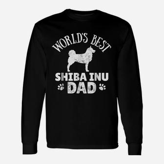 Shiba Inu Dad Dog Walking Long Sleeve T-Shirt - Seseable