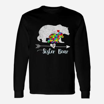 Sister Bear Support Autistic Adults Awareness Women Long Sleeve T-Shirt - Seseable