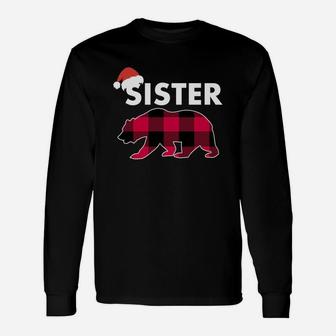 Sister Christmas Bear Plaid Matching Christmas Pajama Long Sleeve T-Shirt - Seseable