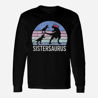 Sister Sis Santa Christmas Xmas Dinosaur 2 Men Long Sleeve T-Shirt - Seseable