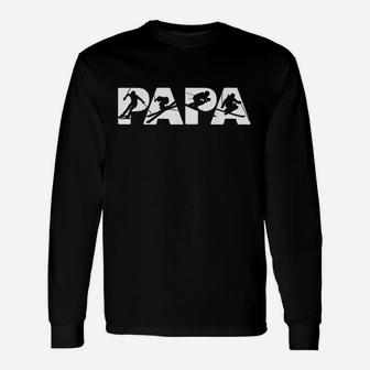 Skier Dad Papa Skiing Father Long Sleeve T-Shirt - Seseable
