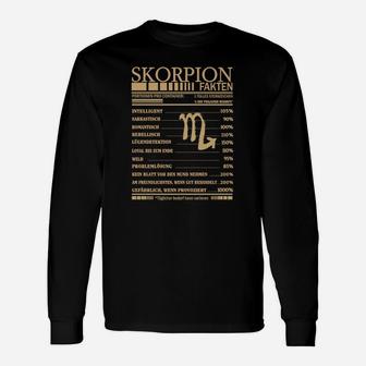 Skorpion Sternzeichen Langarmshirts Schwarz, Goldfolien Zodiac Design - Seseable
