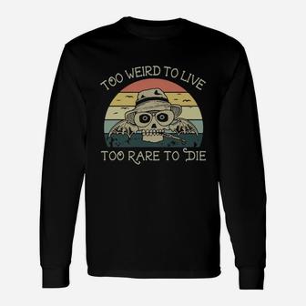 Skull Too Weird To Live Too Rare To Die Vintage Long Sleeve T-Shirt - Seseable